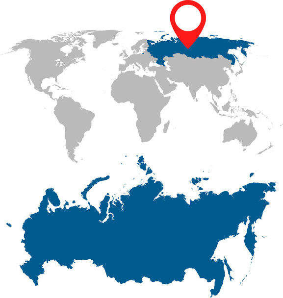 Ορίστε λεπτομερή χάρτη της Ρωσίας, Ρωσικής Ομοσπονδίας και παγκόσμια Χάρτης πλοήγησης. Επίπεδη διανυσματικά εικονογράφηση. - Διάνυσμα, εικόνα