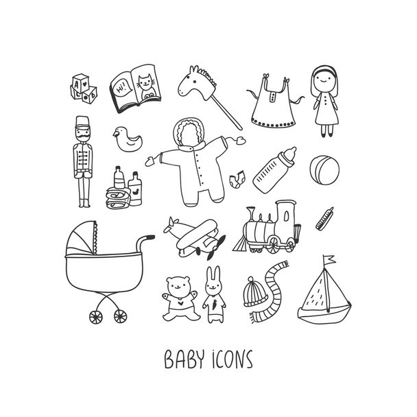 Baby icons set - Vector, Image