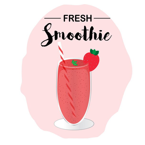glass of strawberry smoothie. Vector illustration - ベクター画像