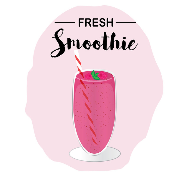 glass of raspberry smoothie. Vector illustration - ベクター画像