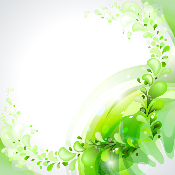 Green branch with abstract leaves - Vector, afbeelding