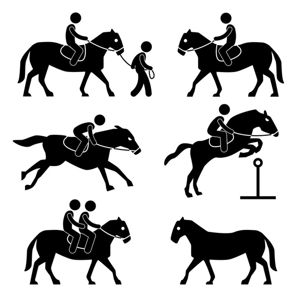 Cavalo Equitação Formação Jockey Ícone Equestre Signo Pictograma
 - Vetor, Imagem