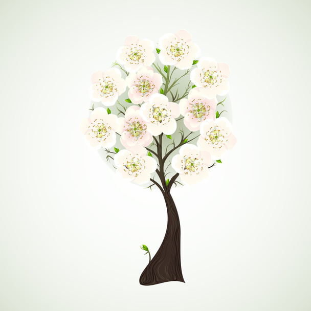 Season flowering tree with light flowers - Vector, Image
