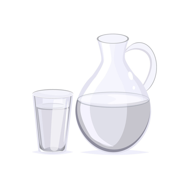 Fresh clear transparent healthy glass of water vector. - Vector, Image