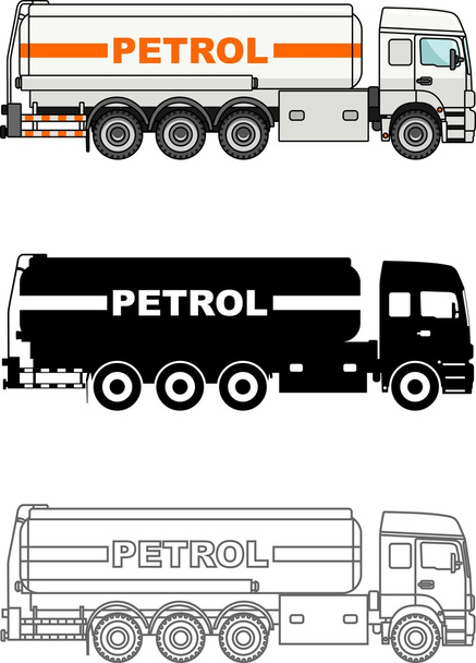 古典的なガソリン トラック フラット スタイルの白い背景で隔離の詳細図. - ベクター画像