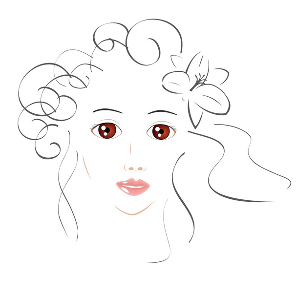 Beautiful Girl Sketch - Vector, Image