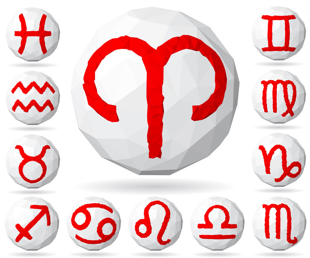 polygonal zodiac sign icons. - Vector, Image