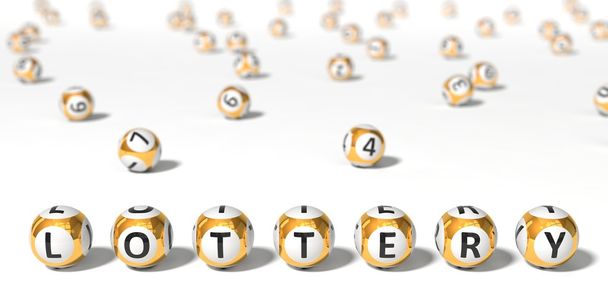 Illustration 3D des boules de loterie. mot avec des boules de loterie
 - Photo, image