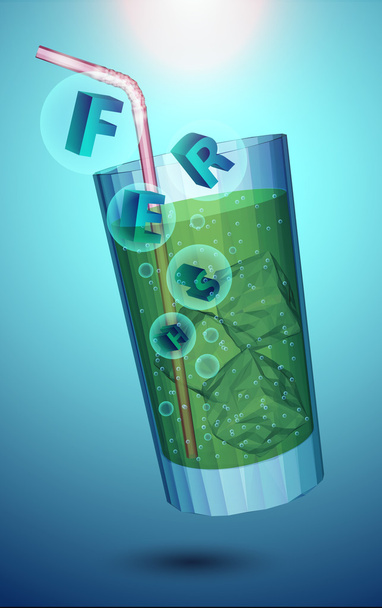 Vektor-Illustration des Glases voller Chill-Drink mit Eis. - Vektor, Bild
