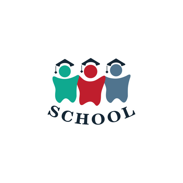 Geïsoleerde kleurrijke menselijke silhouetten vector logo. School logo. - Vector, afbeelding