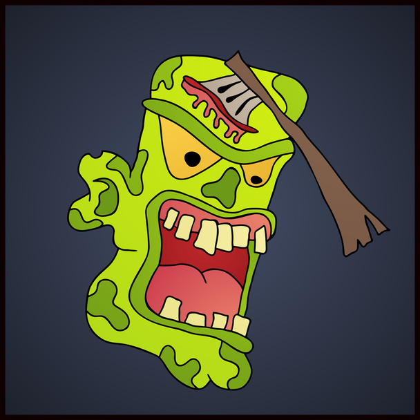Zombies cartoon face on a dark background - Vector, imagen