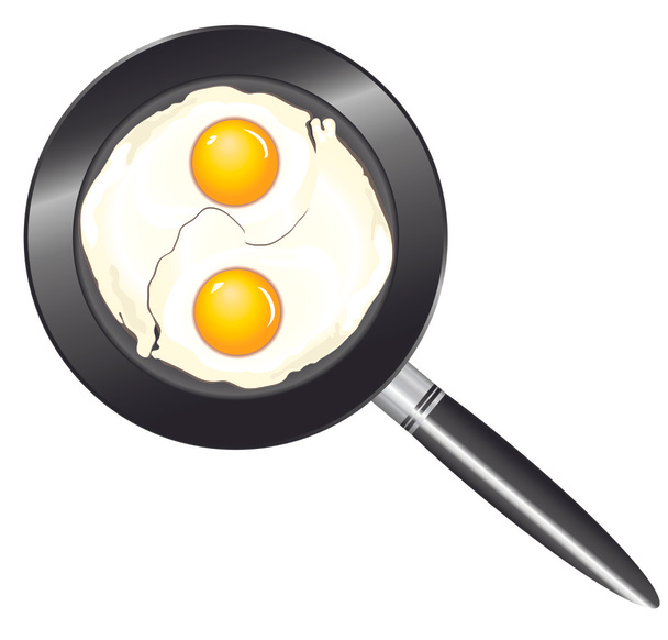 huevos fritos en una sartén - Vector, imagen
