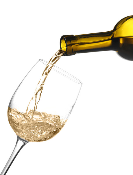 White wine pouring into wine glass - Φωτογραφία, εικόνα