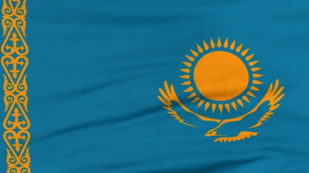 Εθνική σημαία του Καζακστάν πετώντας με τον άνεμο - Πλάνα, βίντεο