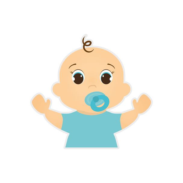 niño bebé lindo pequeño icono de la infancia. Gráfico vectorial
 - Vector, Imagen