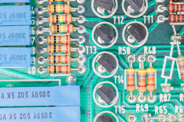 Condensers and Resistor assembly on the circuit board - Photo, Image