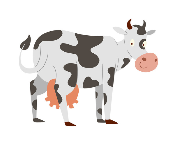 Изолированный мультяшный характер коровы
 - Вектор,изображение