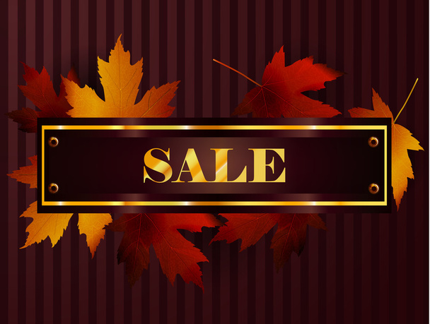 Sale signs with beautiful autumn maple leaves - Vector, Image