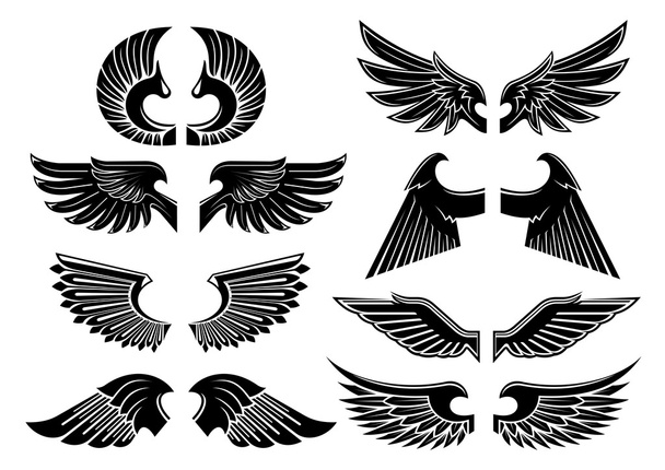 Asas de anjo símbolos heráldicos pretos
 - Vetor, Imagem