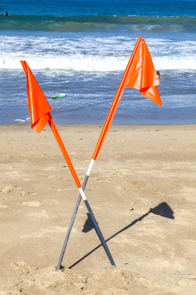Запретный знак на красивом пляже Эрмоса в Калифорнии
 - Фото, изображение