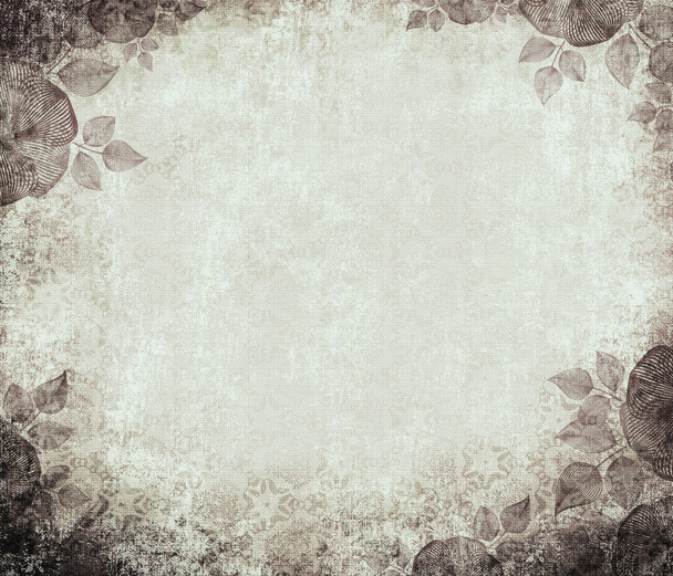 Древняя настенная бумага гранж на грубой ткани, с цветочными краями, г
 - Фото, изображение