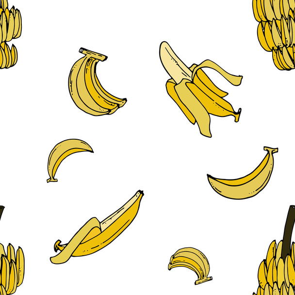 Banán varrat nélküli mintát kézzel a fehér háttér. - Fotó, kép