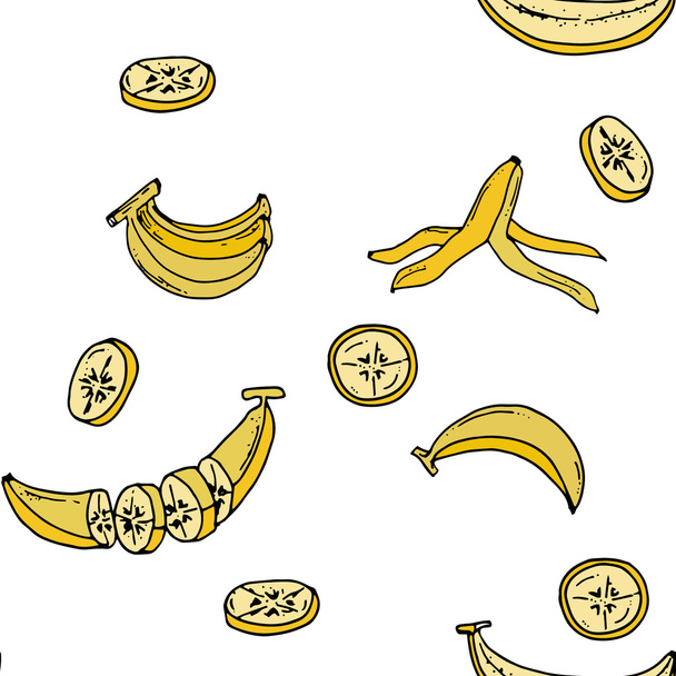 Banán varrat nélküli mintát kézzel a fehér háttér. - Fotó, kép