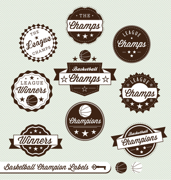 Vector Set: Basketball Champions Labels - Vector, Image