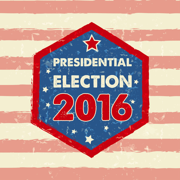 USA presidentsverkiezingen 2016 in zeshoek frame Vaandel - Foto, afbeelding