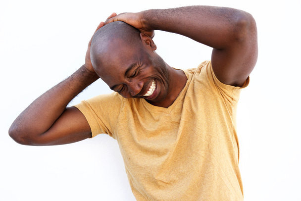 Młody człowiek Afryki śmiejąc się - Zdjęcie, obraz