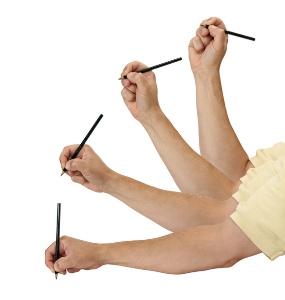 鉛筆と手の動き - 写真・画像