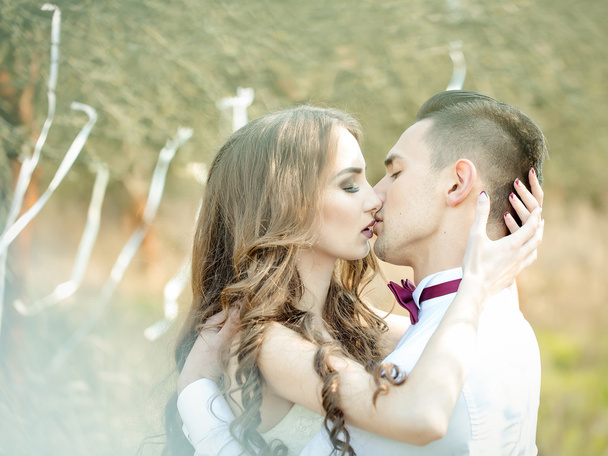 Kissing wedding couple - 写真・画像
