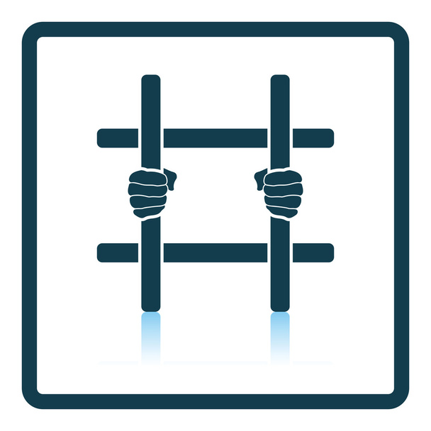 Ruce držící vězení pruhy ikonu - Vektor, obrázek