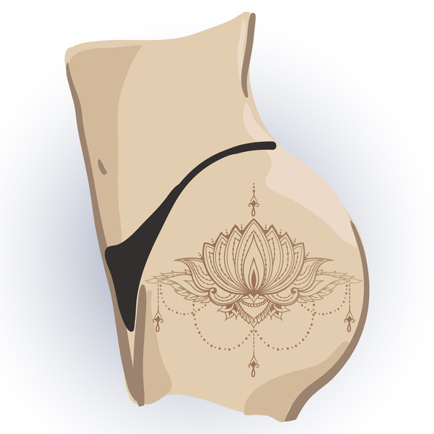 Hand-drawn lotus in east style - Вектор,изображение