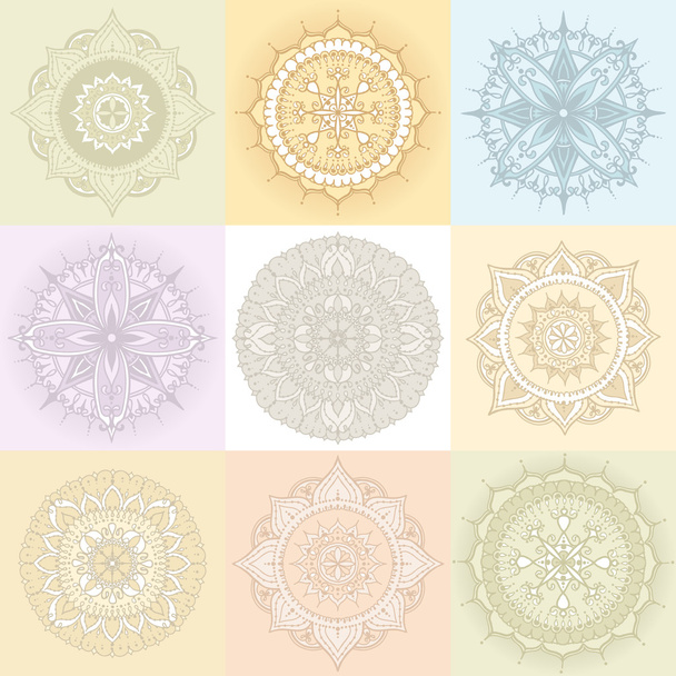 Circular Floral Ornament Template For Tattoo  or Else - Vector, Imagen