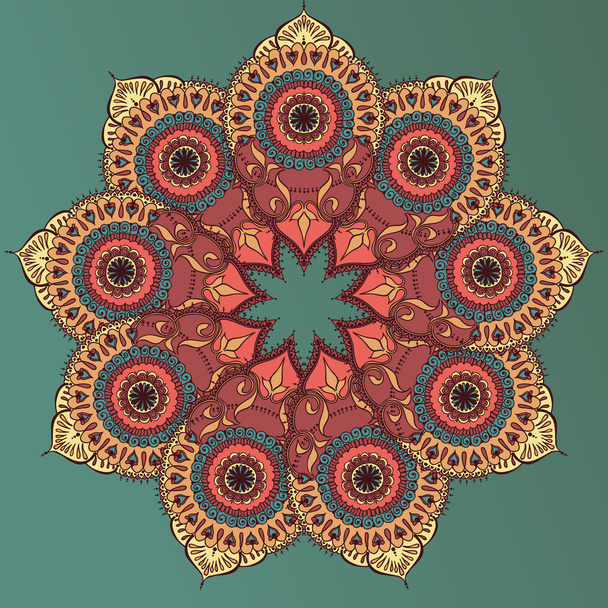 Circular floral ornament template for tattoo, cards or else - Вектор,изображение