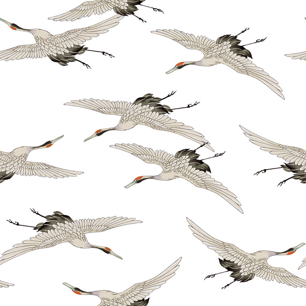 Japanese style crane pattern - 写真・画像