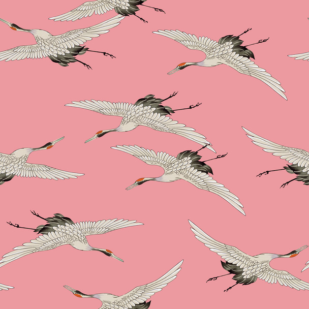 Japanese style crane pattern - Fotoğraf, Görsel