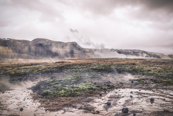 Landscape from Iceland with steamy water - 写真・画像