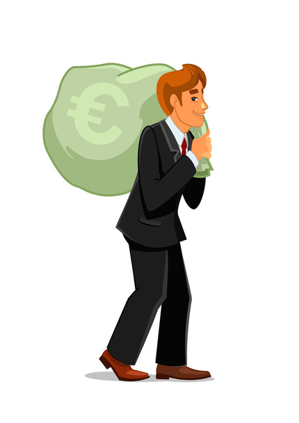 Empresário transportando saco de dinheiro
  - Vetor, Imagem