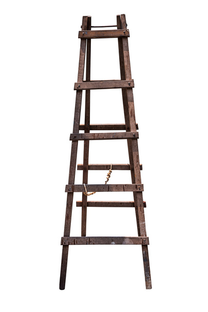 Houten ladder geïsoleerd. - Foto, afbeelding