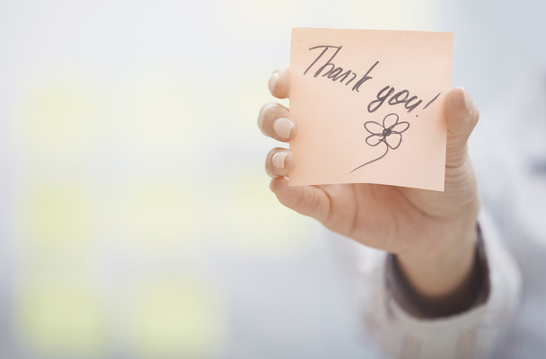 Thank you text on adhesive note - Photo, Image