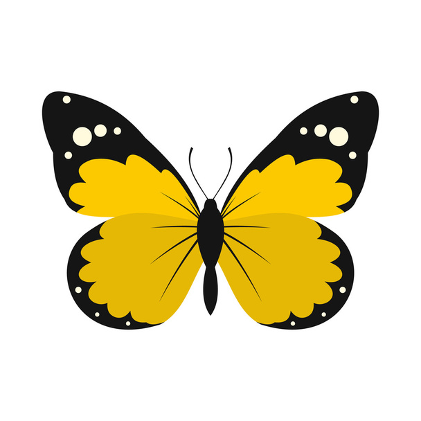 Yellow butterfly icon, flat style - Vettoriali, immagini