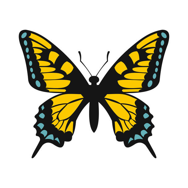 Keltainen perhonen ikoni, litteä tyyli
 - Vektori, kuva