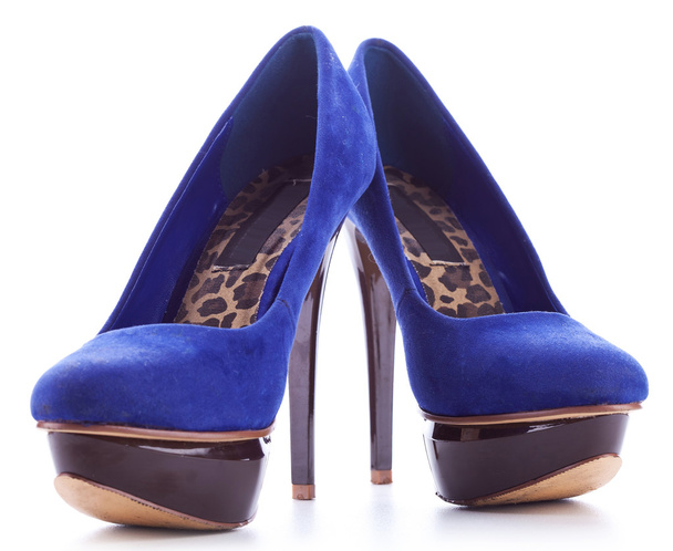 Blue high heeled fashion women shoes - Photo, Image
