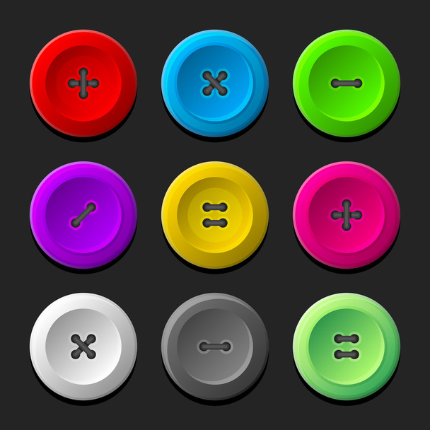 Sewing Buttons Set on Dark Background. Vector - Vetor, Imagem