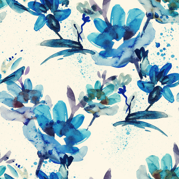 Watercolor Flowers Seamless Pattern - Valokuva, kuva