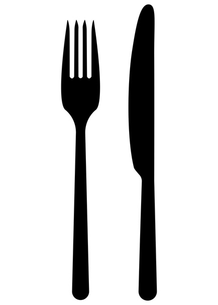 Sihouette di una forchetta e coltello - Vettoriali, immagini