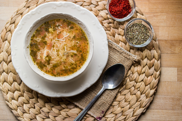 Traditional turkish chicken broth soup - Zdjęcie, obraz