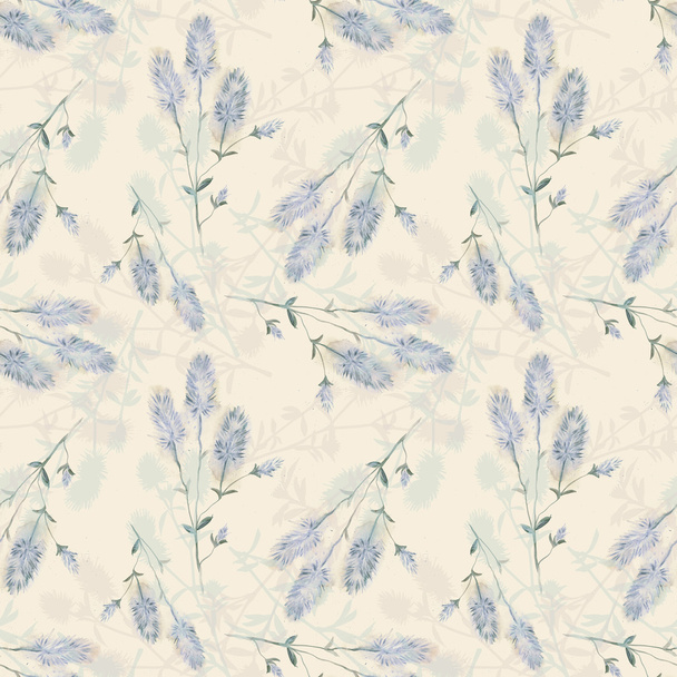 Watercolor seamless pattern with rabbitfoot clover flowers - Foto, Bild